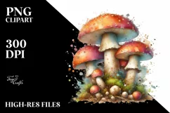 Pastel Mushroom Watercolor Splash PNG Product Image 1