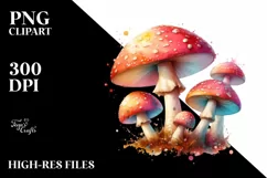 Pastel Mushroom Watercolor Splash PNG Product Image 1