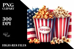 Whimsical Flowers, Popcorn and USA Flag | Sublimation | Product Image 1