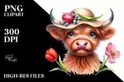 Confused Highland Cow Sun Hat Clipart Product Image 3