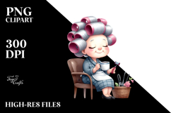 Old Lady Watercolor Character Chair Mug | Clipart Product Image 2