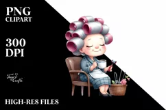 Old Lady Watercolor Character Chair Mug | Clipart Product Image 3