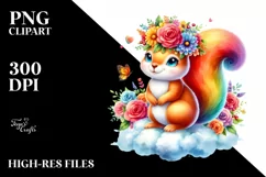Cartoon-Style Watercolor Squirrel, Transparent PNG Product Image 1