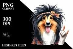 Collie Rock Star Funny Haircut WREATH | Sublimation | Product Image 3