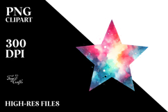 Colorful Pastel Star, Watercolor Clipart Product Image 2