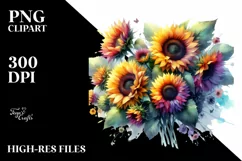 Vibrant Watercolor with Sunflowers PNG Product Image 3