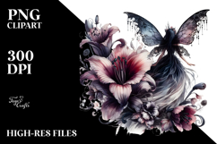 Whimsical Gothic Fairy on Flower PNG Product Image 2