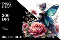 Creative Gothic Fairy on Flower PNG Product Image 2