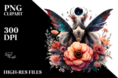 Whimsical Gothic Fairy on Flower PNG Product Image 2