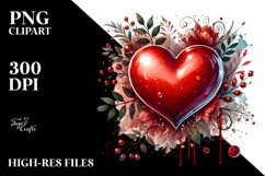 Glossy Heart on Splashy Background PNG Product Image 2
