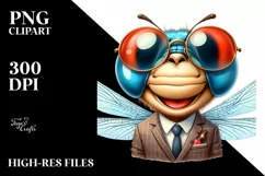 Funny Cute Dragonfly in Retro es | Clipart Product Image 3