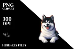 Akita Sitting in Sand, Watercolor Clipart Product Image 2