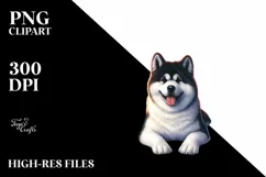 Akita Sitting in Sand, Watercolor Clipart Product Image 3