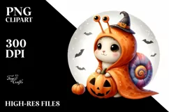 Cute Baby Snail Dressed for Halloween PNG Product Image 1