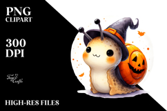 Digital Painting Baby Snail on Halloween Moon PNG Product Image 2