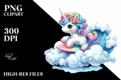 Cute Baby Unicorn, Watercolor Clipart Product Image 3