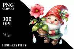 Cute Gnome in the Air Holding Impatiens | Sublimation | Product Image 3