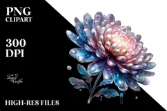 Shiny Chrysanthemum Watercolor Clipart Product Image 1
