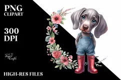 Baby Weimaraner Rain Boots Confused Floral Frame Product Image 3