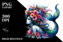 Mermaid with Floral Wreath, Style, High-Res PNG Product Image 2