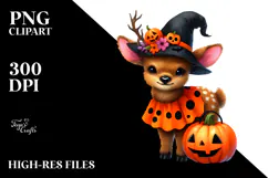 Cute Baby Elk Dressed for Halloween | Sublimation Clipart Product Image 2