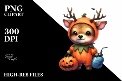Cute Baby Elk Dressed for Halloween | Sublimation Clipart Product Image 3