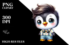 Baby Penguin Watercolor PNG Product Image 2