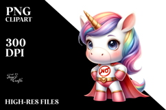 Baby Unicorn Posing as Hero | Sublimation Clipart Product Image 2