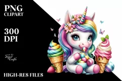 Unicorn Eating Ice Cream PNG Product Image 1