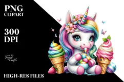 Unicorn Eating Ice Cream PNG Product Image 2