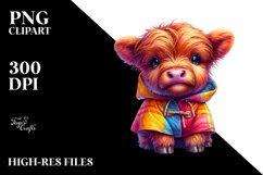 Cute Baby Highland Cow with Rain Coats | Sublimation | Product Image 3
