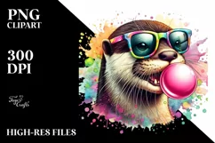 Colorful Otter Watercolor Clipart Product Image 3