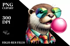 Colorful Otter Watercolor Clipart Product Image 3