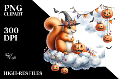 Halloween Squirrel on Moon, Transparent PNG Product Image 2