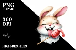 Whimsical Bunny Smiling Wind | Tongue Out | Clipart Product Image 3