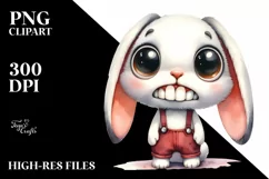 Watercolor Rabbit Big Eyes Standing Up Clipart Product Image 1