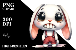 Watercolor Rabbit Big Eyes Standing Up Clipart Product Image 2
