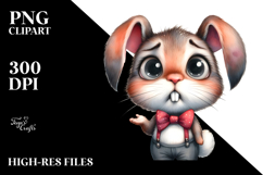 Watercolor Rabbit Big Eyes Standing Up Clipart Product Image 2