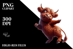 Dancing Highland Cow PNG Product Image 2