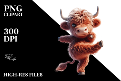 Dancing Highland Cow PNG Product Image 2