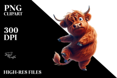 Dancing Highland Cow PNG Product Image 2