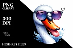 Funny Cute Swan with Sunglasses | Clipart Product Image 3