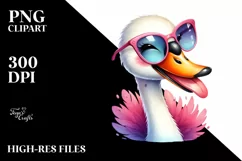 Funny Cute Swan with Sunglasses | Clipart Product Image 1