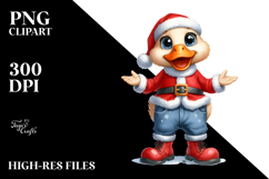 Watercolor Duck Big Eyes Santa Suit Clipart Product Image 2