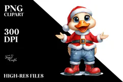 Watercolor Duck Big Eyes Santa Suit Clipart Product Image 2
