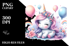 Baby Unicorn Writing | Sublimation Clipart Product Image 2