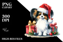 Cute Christmas Papillon PNG Product Image 2