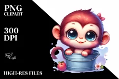 Colorful Baby Monkey in Bucket | Clipart Product Image 3