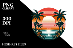Retro Tropical Sunset Clipart Product Image 2