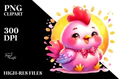 cute Baby Rooster on Sun PNG Product Image 2